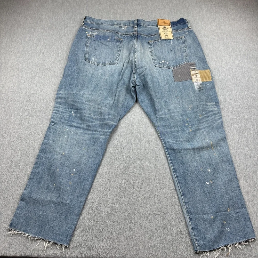 Polo Ralph Lauren Jeans Mens 40X28 Blue The Avery Boyfriend Patched Distressed